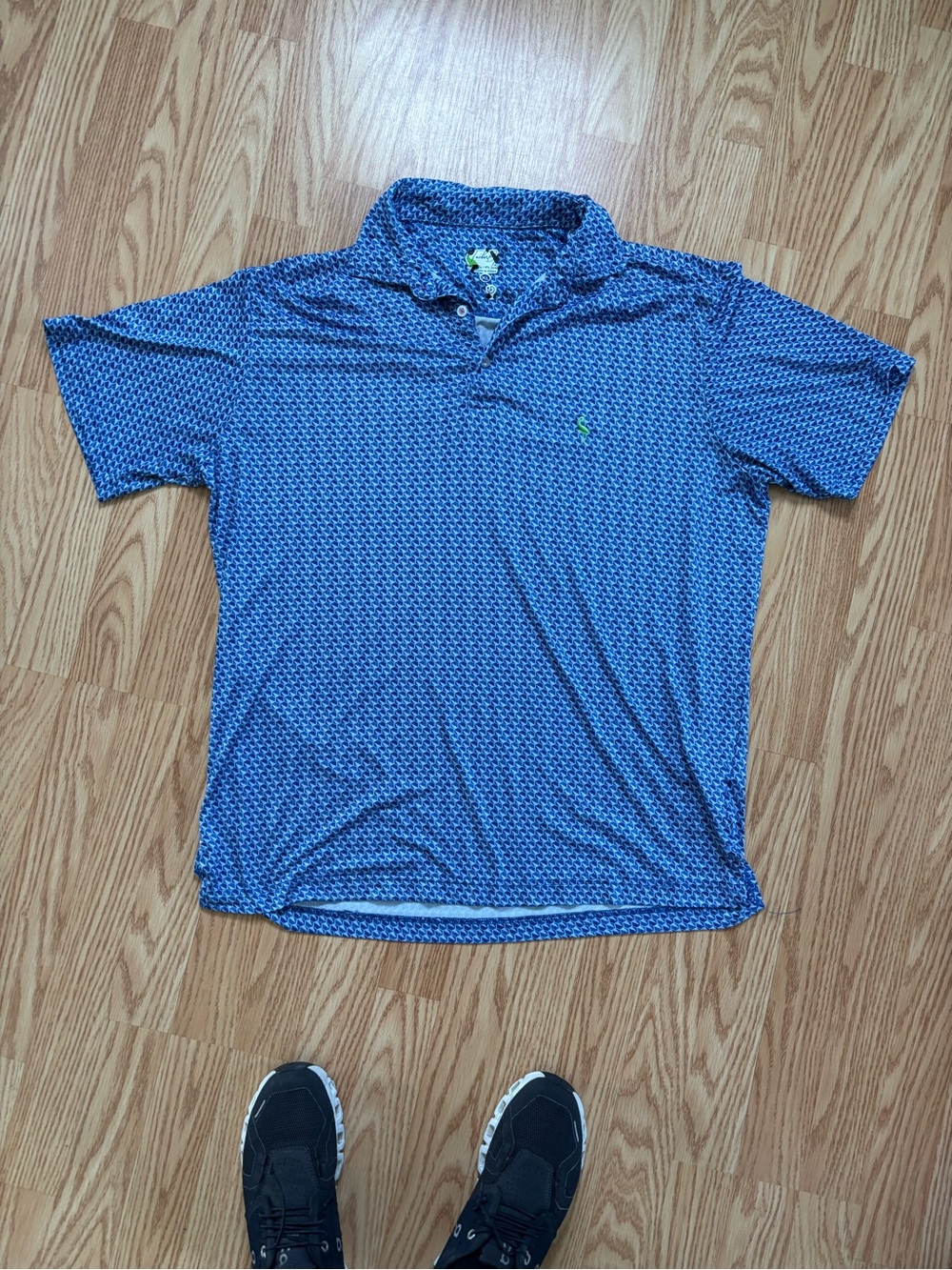 Blue Patterned golf Polo Shirt men tailorbyrd size xl
